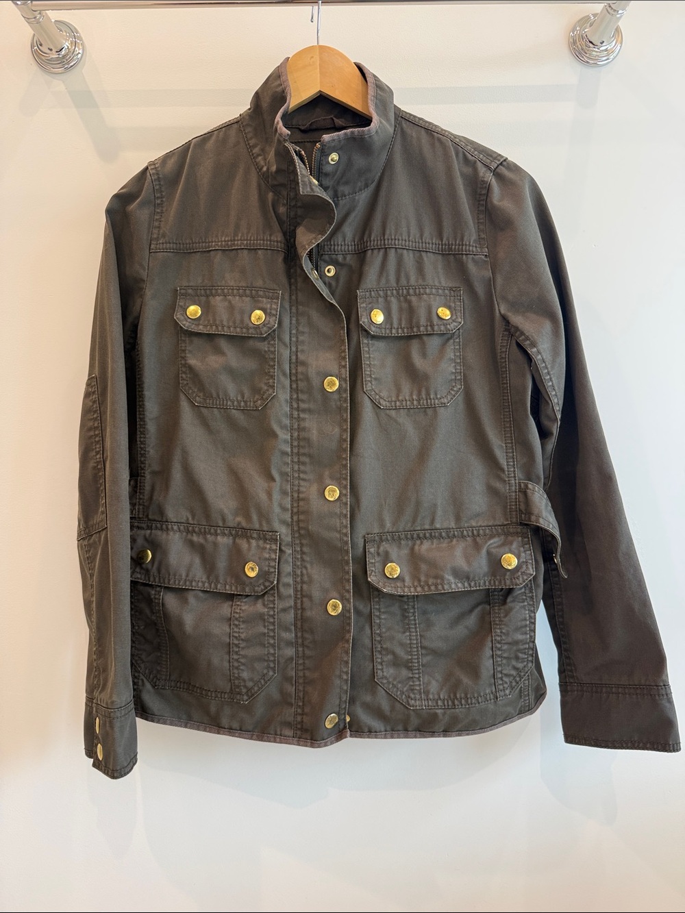 J. Crew Olive Green Utility Jacket with Gold-Tone Buttons